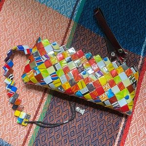 Nahui Ollin Recycled Wrapper Clutch and Headband